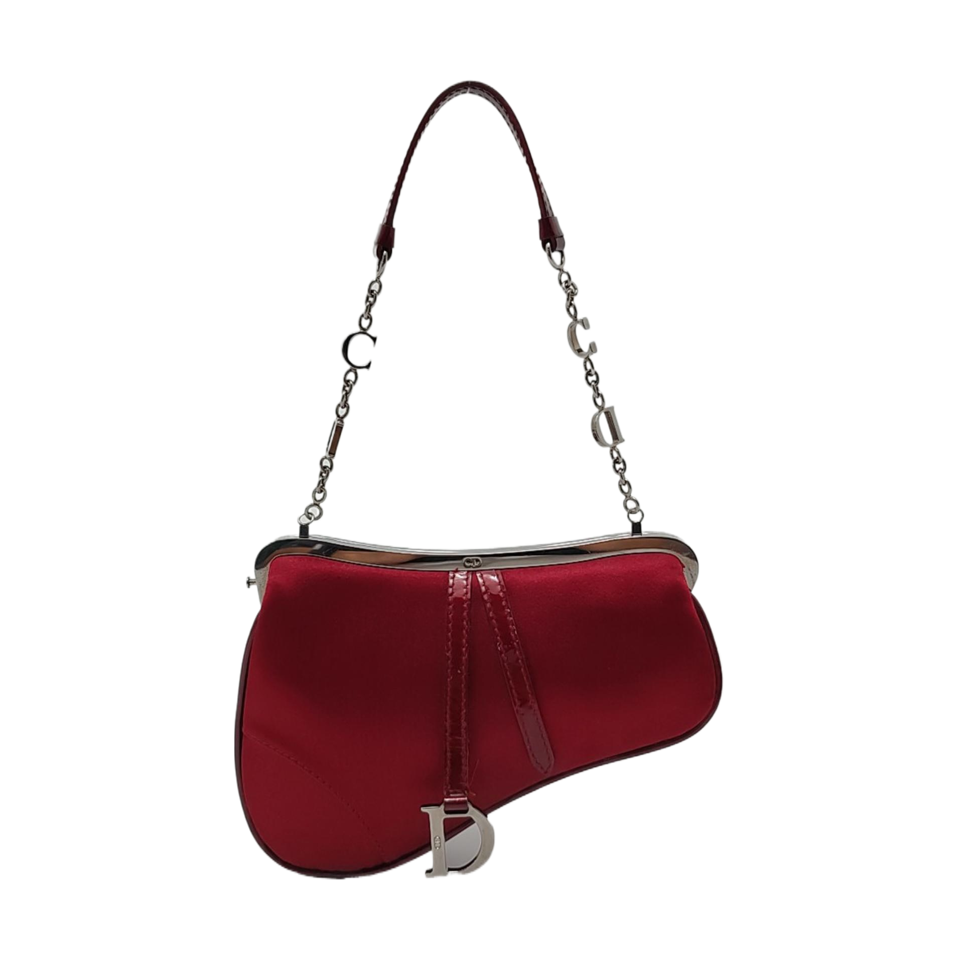 Dior Saddle Classic Clutch Mini Red Silk Satin