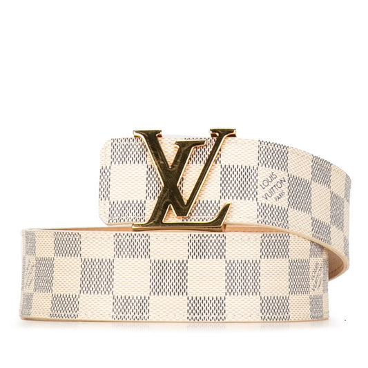 Louis Vuitton Damier Azur Sanctuary Initial 40MM Belt 80/32 M9609 White PVC Leather Mens LOUIS VUITTON