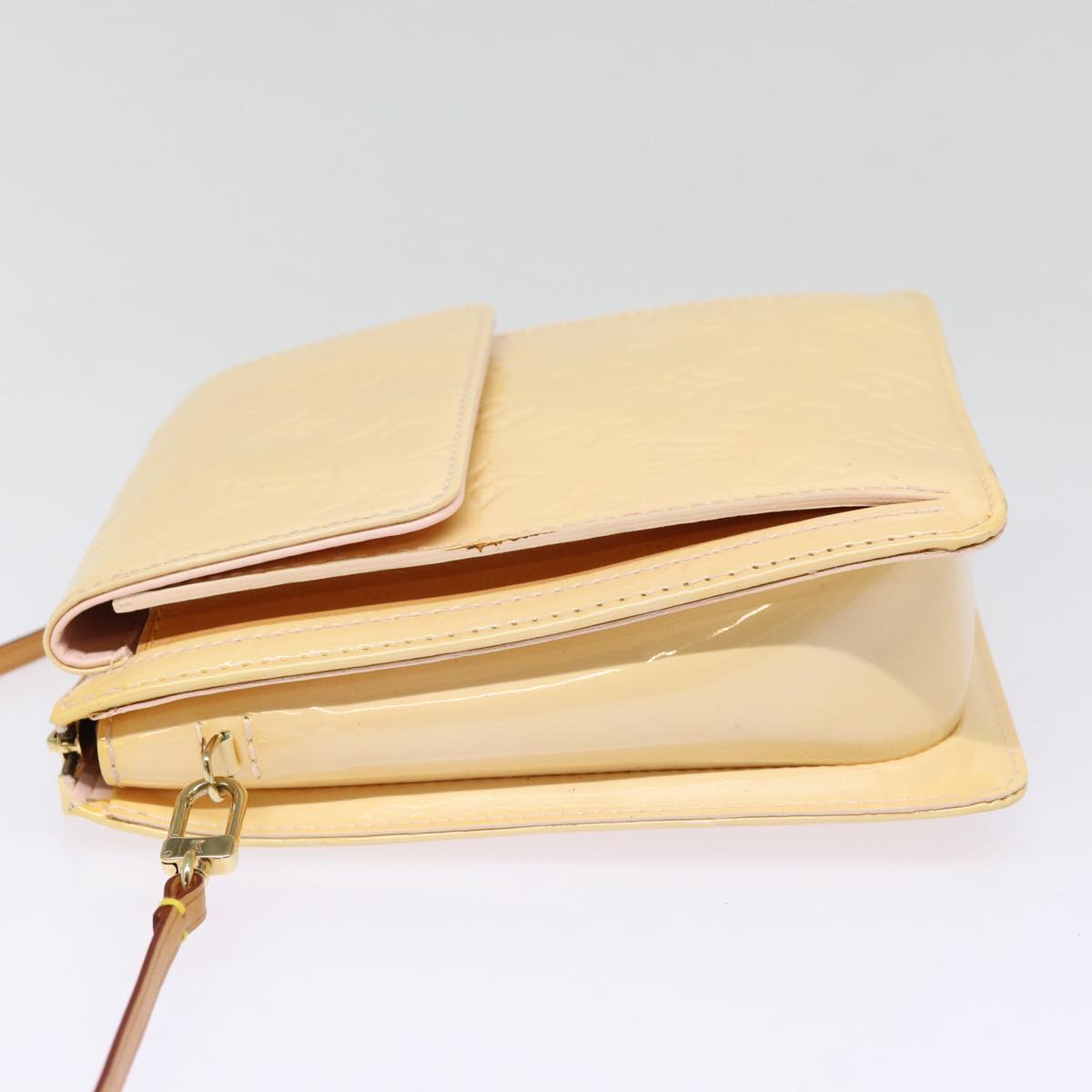 LOUIS VUITTON Monogram Vernis Motto Pouch Marshmallow Pink M91312 LV Auth 87333