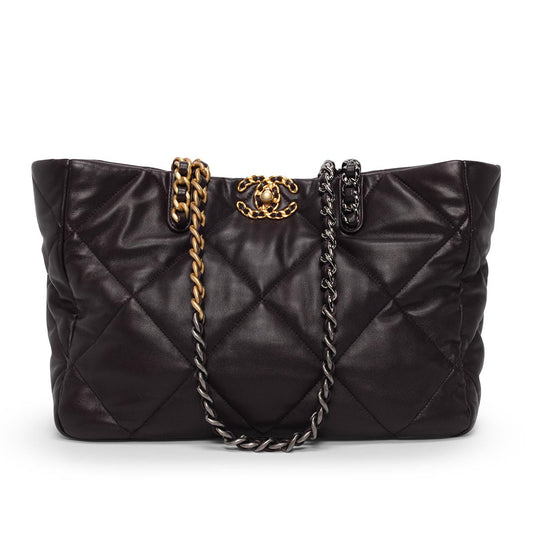 Chanel Aubergine Quilted Lambskin 19 East Tote Bag - Rovelle Bags