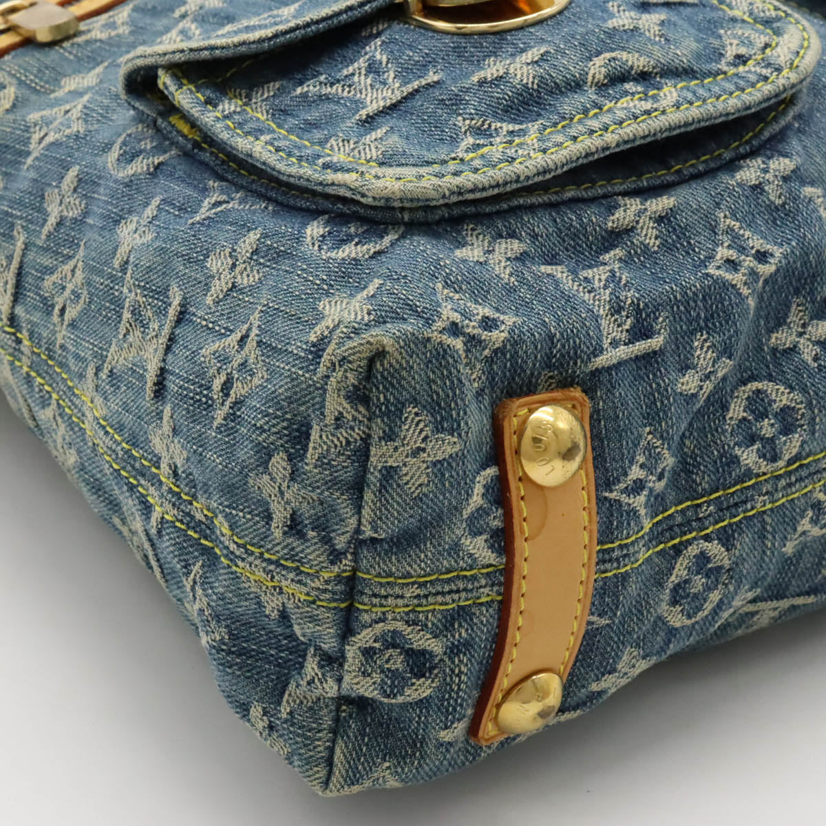 LOUIS VUITTON Louis Vuitton Monogram Denim Buggy GM Shoulder Bag Slipper Long Shoulder Strap Blue M95048