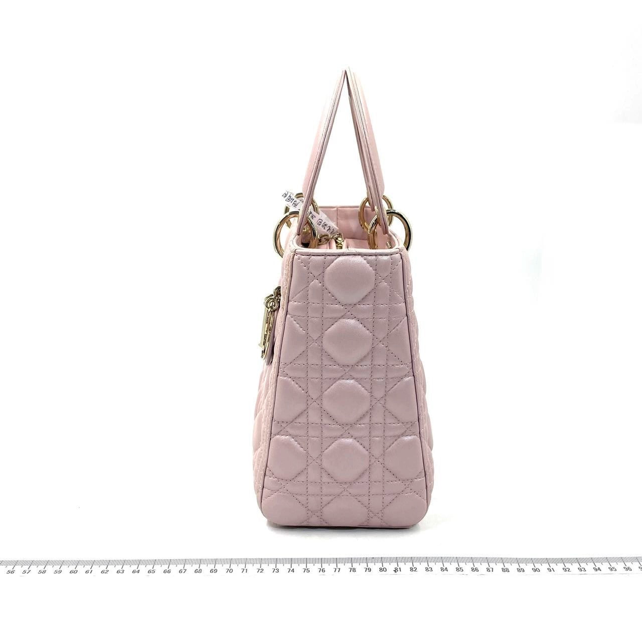 Lady Dior Medium Handbag Pearlescent Pink Cannage Leather Gold Hardware