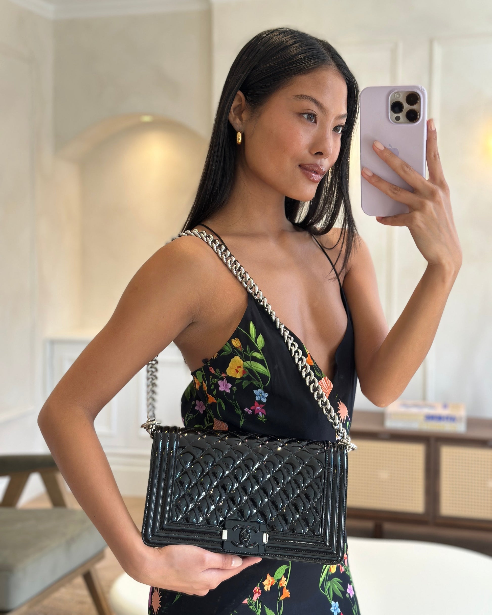 Chanel *FIRE PRICE* Chanel Black Patent Handbag - Rovelle Bags