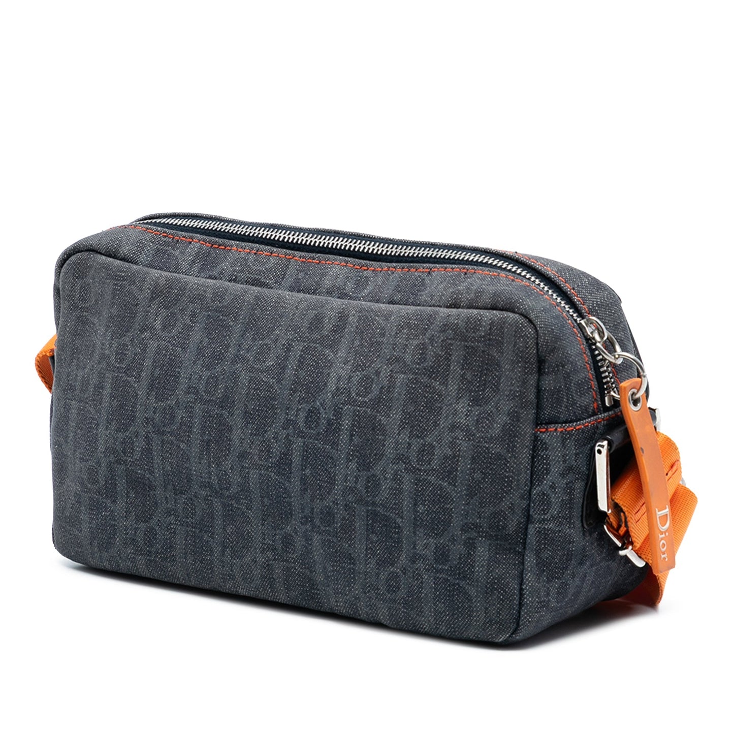 Gray Dior Diorissimo Trotter Denim Flight Shoulder Bag