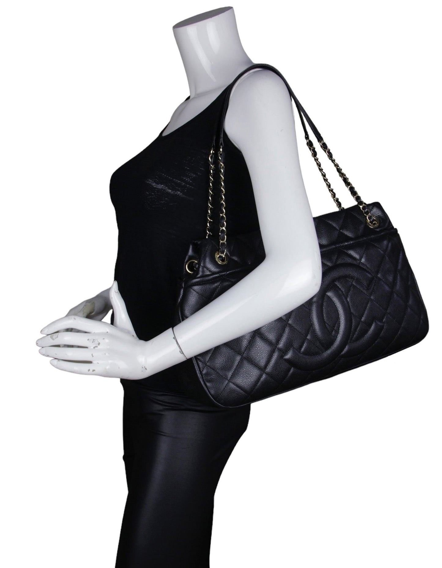 Chanel Black Caviar Timeless Soft Shopper Tote Bag - Rovelle Bags