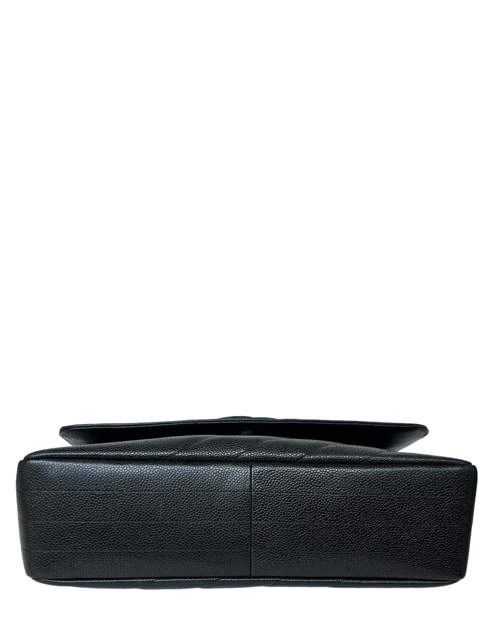 Chanel 1990s Black Caviar Leather Diagonal Flap Bag - Rovelle Bags