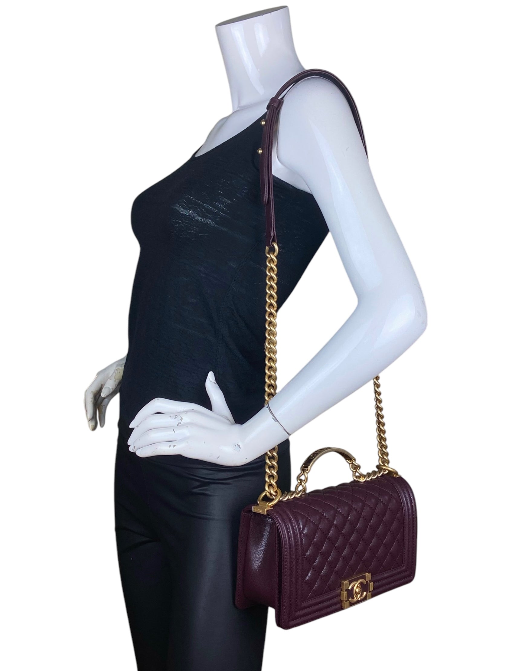 Chanel 2024 Burgundy Caviar Medium Top Handbag - Rovelle Bags