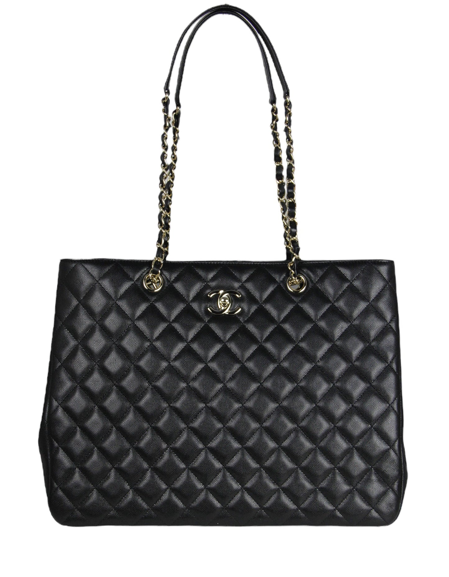Chanel 2022 Black Caviar Leather Quilted Tote Bag - Rovelle Bags