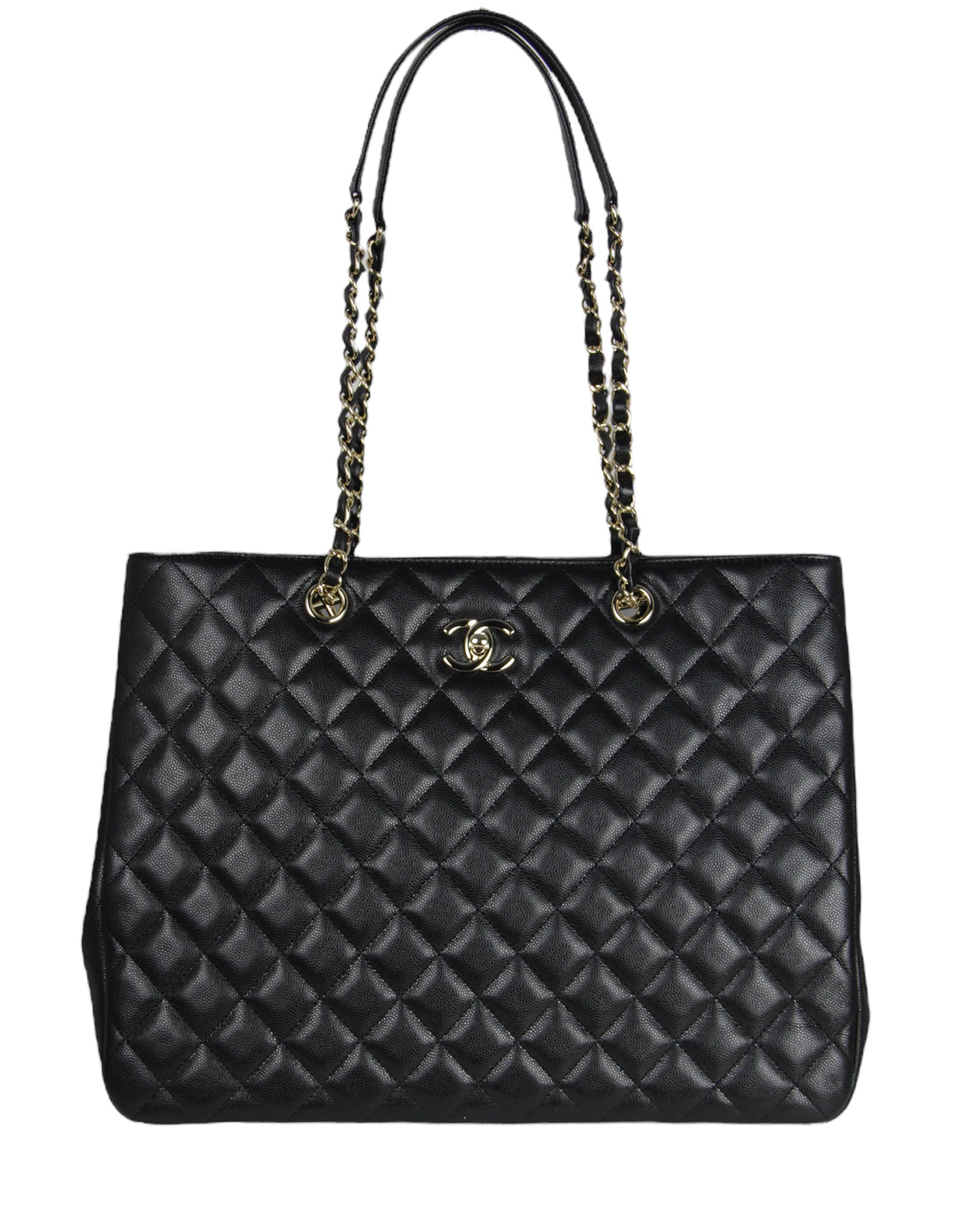 Chanel 2022 Black Caviar Leather Quilted Tote Bag - Rovelle Bags
