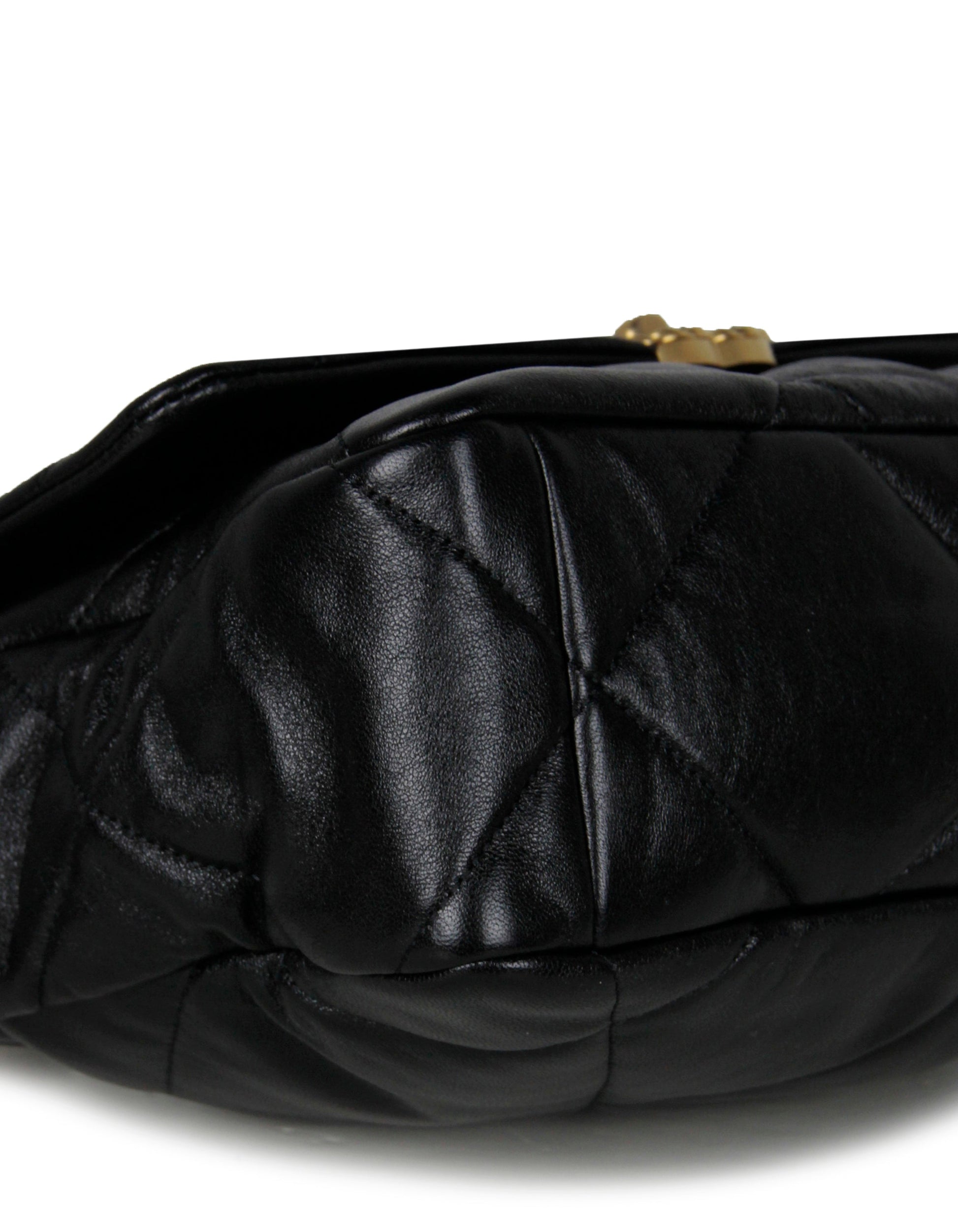 Chanel Black Calfskin Leather Quilted Large Handbag - Rovelle Bags