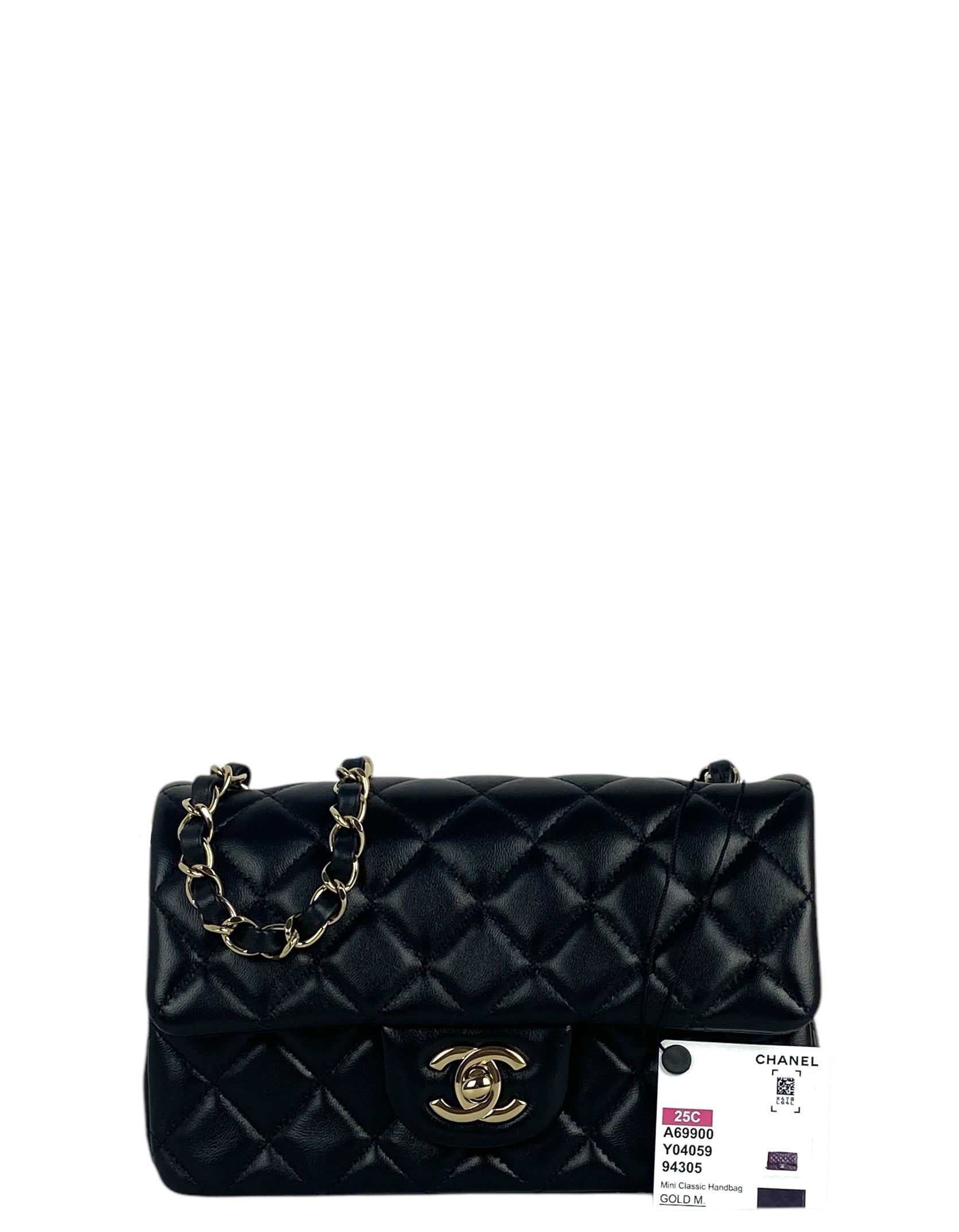 Chanel Black Lambskin Rectangular Mini Flap Flap Bag - Rovelle Bags