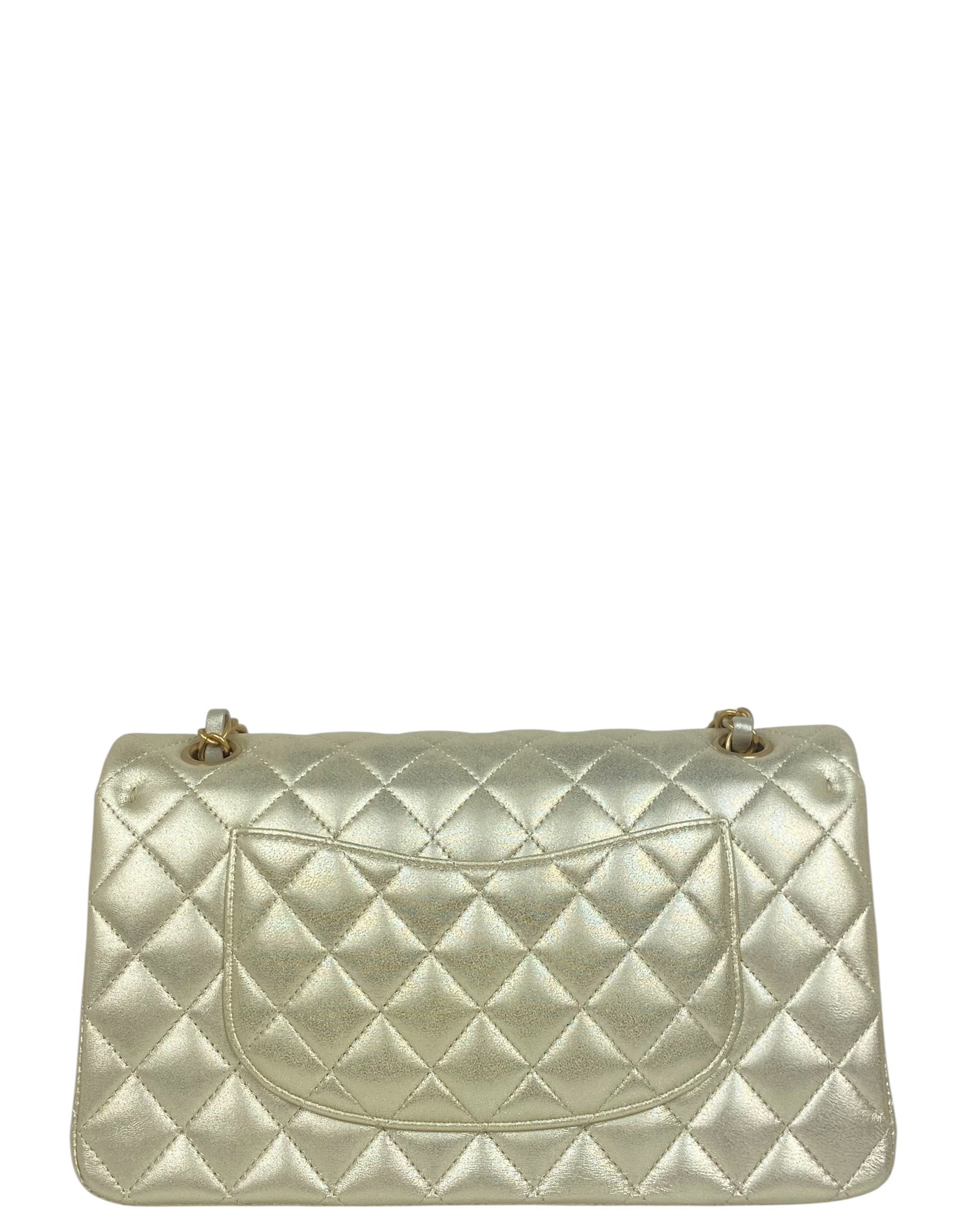 Chanel Gold Lambskin Medium Double Flap Flap Bag - Rovelle Bags