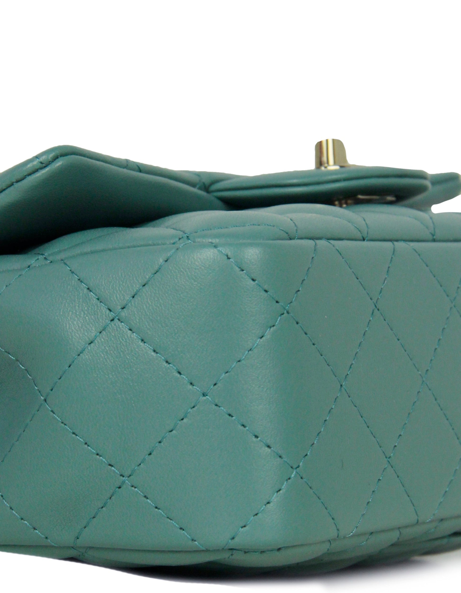 Chanel Seafoam Green Lambskin Quilted Rectangular Flap Bag - Rovelle Bags