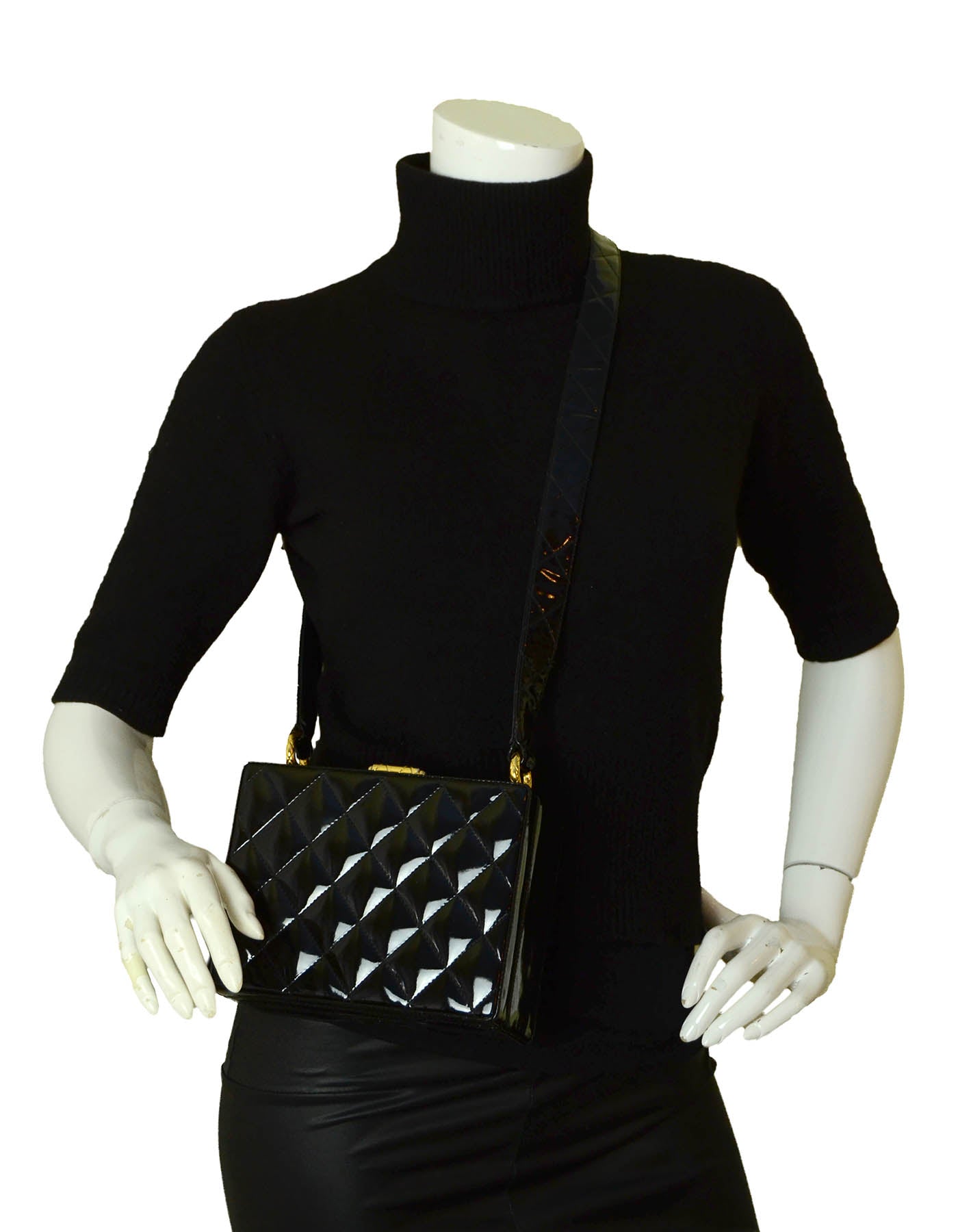 Chanel Black Patent Hardcase Shoulder/Crossbody Shoulder Bag - Rovelle Bags