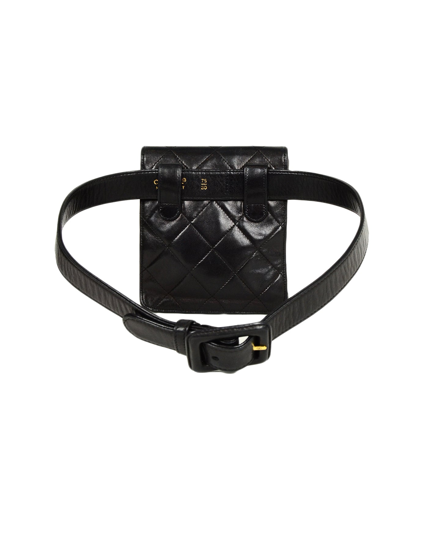 Chanel '90s Black Lambskin Quilted Belt Handbag - Rovelle Bags