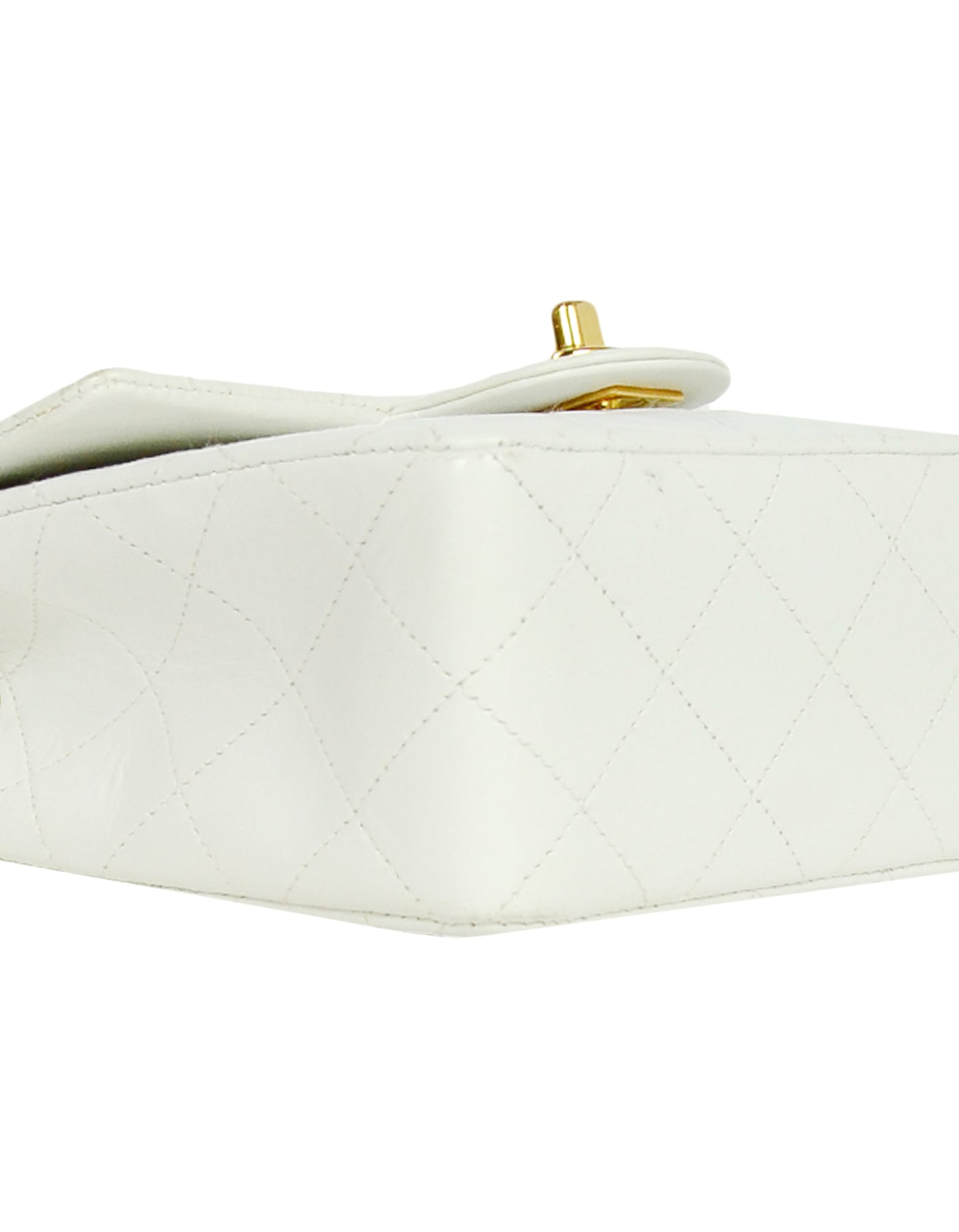 Chanel White Lambskin Leather Quilted Square Flap Bag - Rovelle Bags