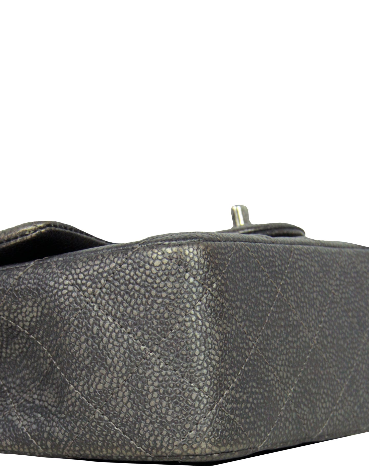 Chanel Gunmetal Caviar Leather Quilted Rectangular Flap Bag - Rovelle Bags