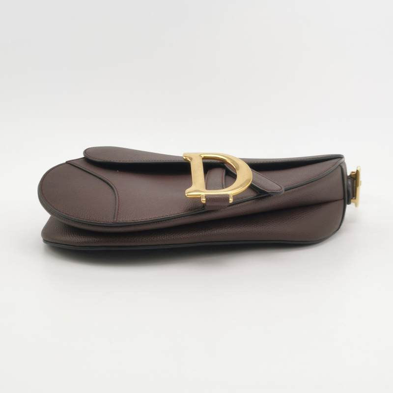 Dior Saddle Medium 2018 Burgundy Brown Grained Leather Handbag