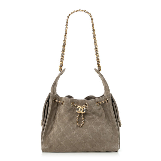 Chanel Suede Quilted Small Chanel 25 Handbag - Rovelle Bags