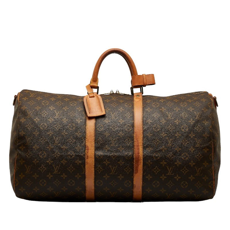 Louis Vuitton Monogram Keepall Bandouliere 55 Boston Bag 2WAY M41414 Brown PVC Leather Louis Vuitton