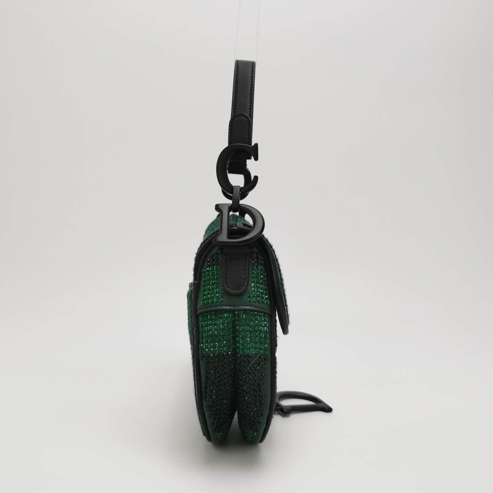 Dior Saddle Mini 2019 Black and Green Beaded Shoulder Bag