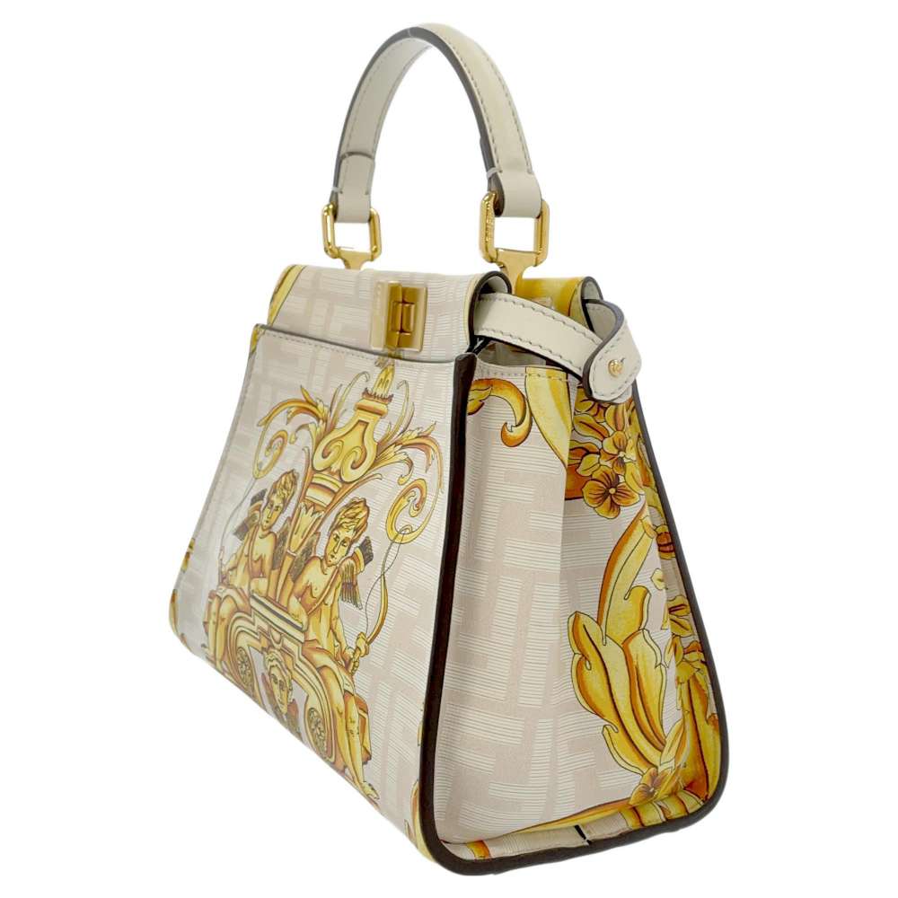 FENDI Fendace Peekaboo Beige/Yellow 8BN244 Leather Size Mini