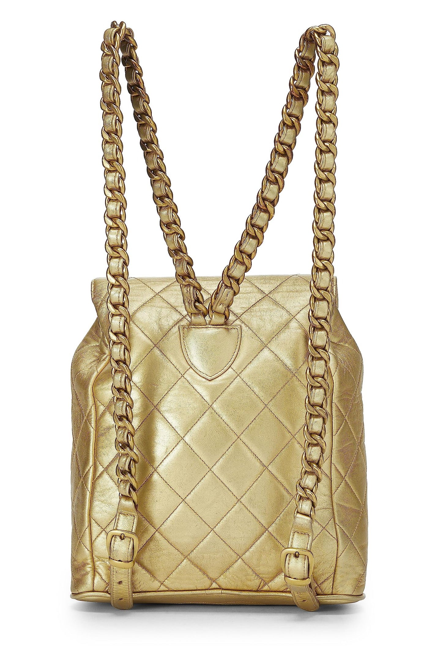 Chanel Chanel, Gold Metallic Lambskin Classic Backpack - Rovelle Bags
