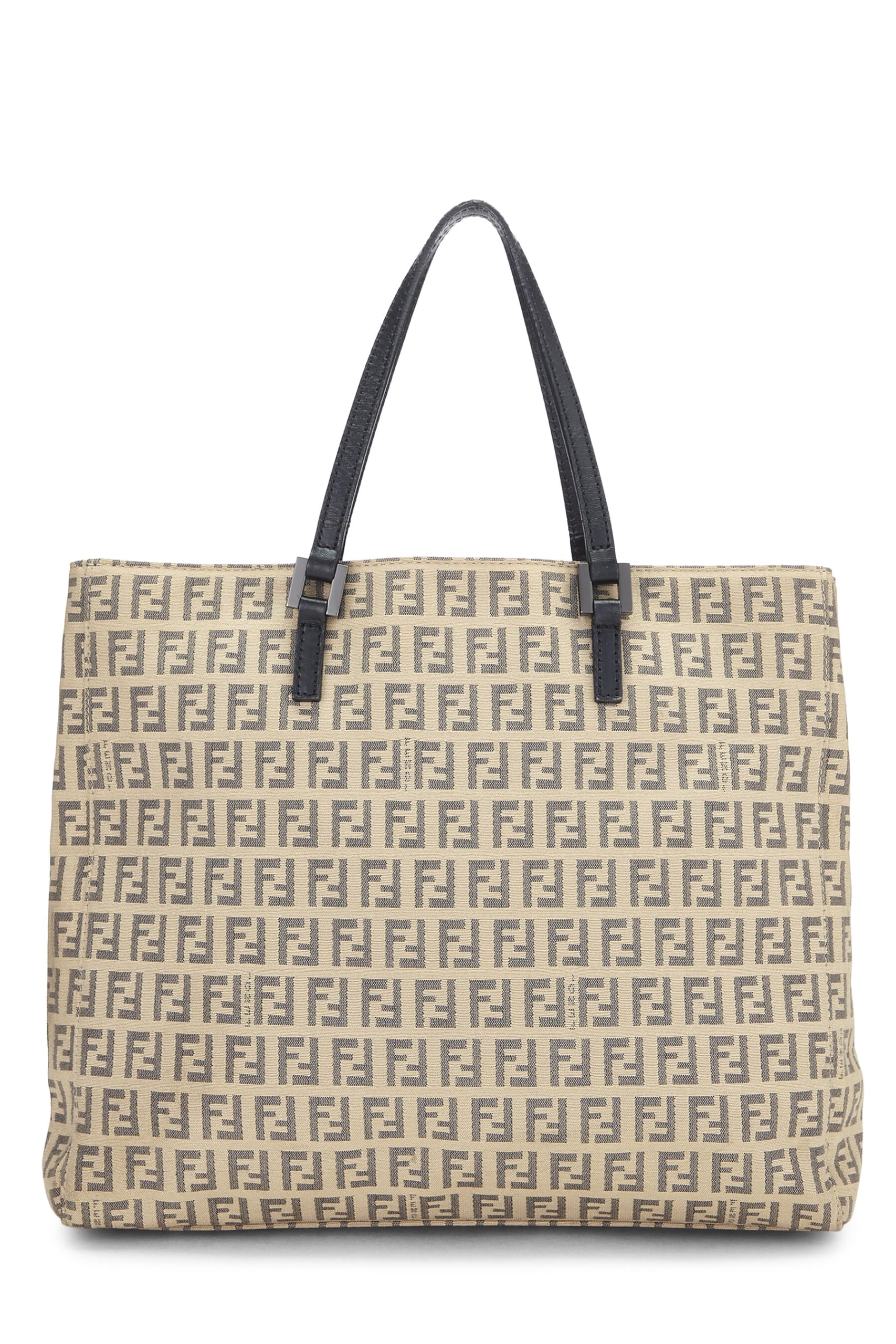 Fendi, Beige Zucchino Canvas Tote Small, Black