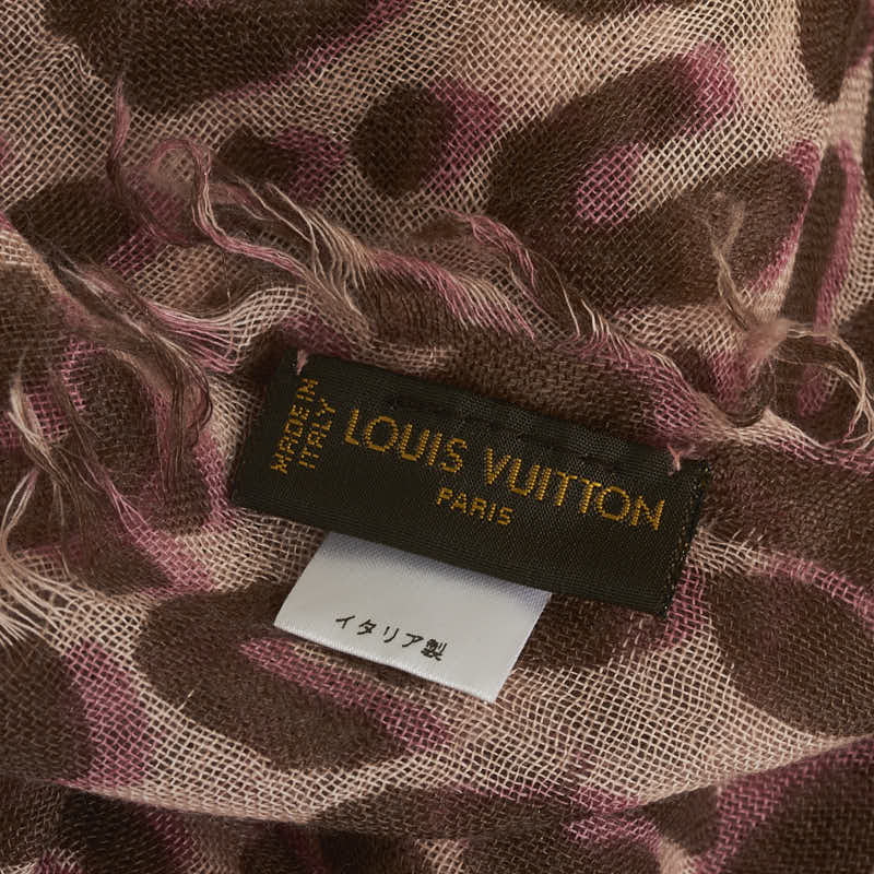 Louis Vuitton Logo Leopard Maffler Stall Pink Casimir Silk Louis Vuitton