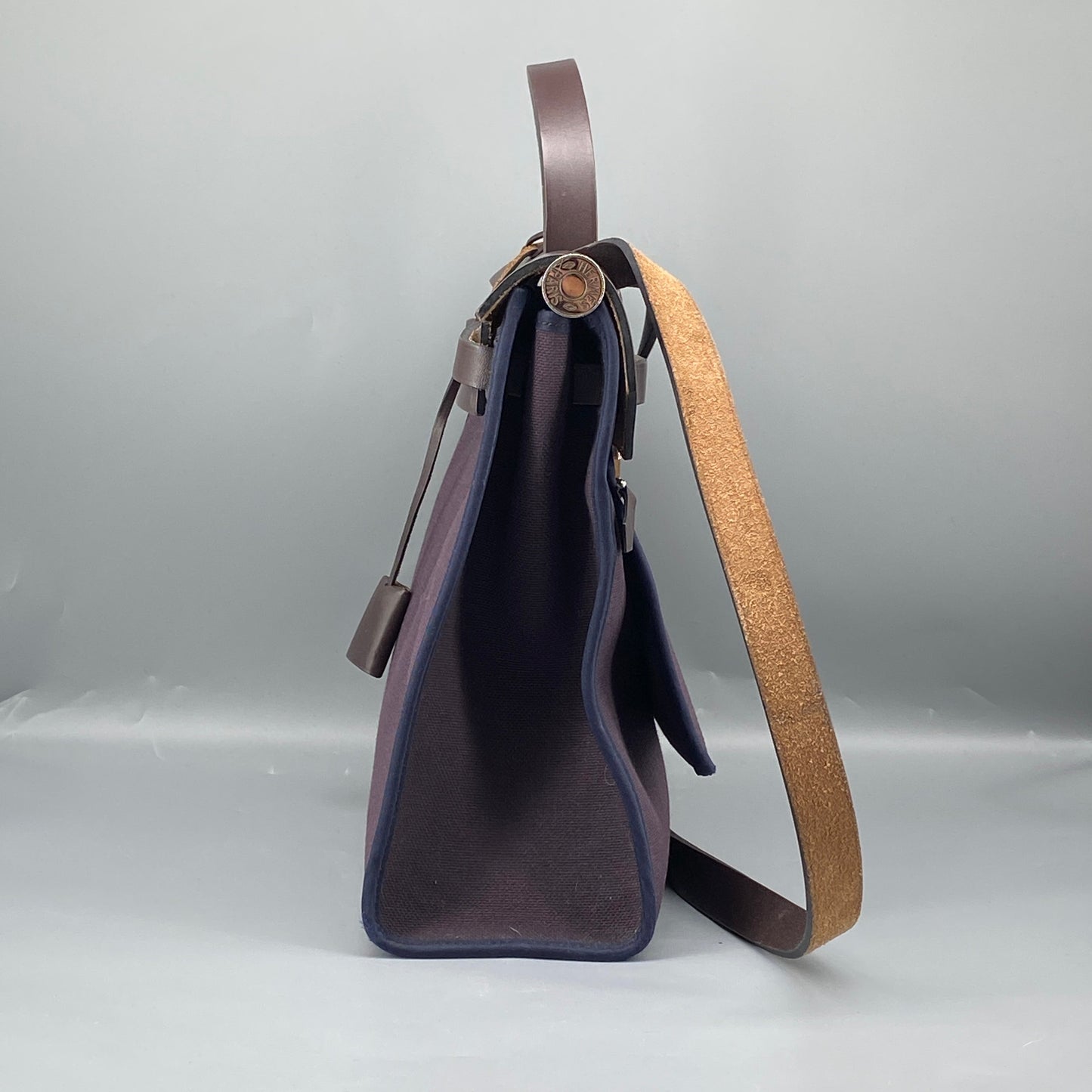 Hermes Herbag 31 Deep Grape Canvas Leather Shoulder Bag