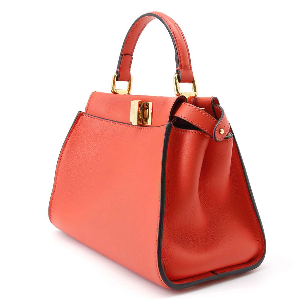 FENDI Peekaboo Orange 8BN244 Leather Size Mini
