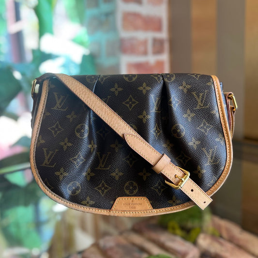 LOUIS VUITTON Menilmontant PM Brown Monogram Canvas Crossbody Bag