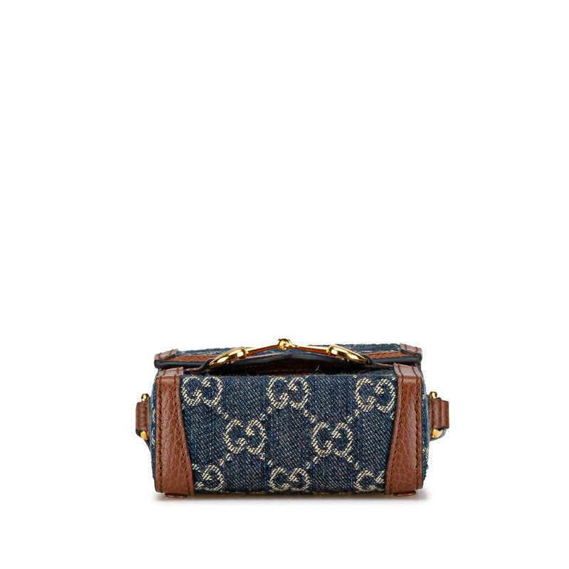 Gucci Horsebit 1955 GG Denim Canvas Shoulder Bag