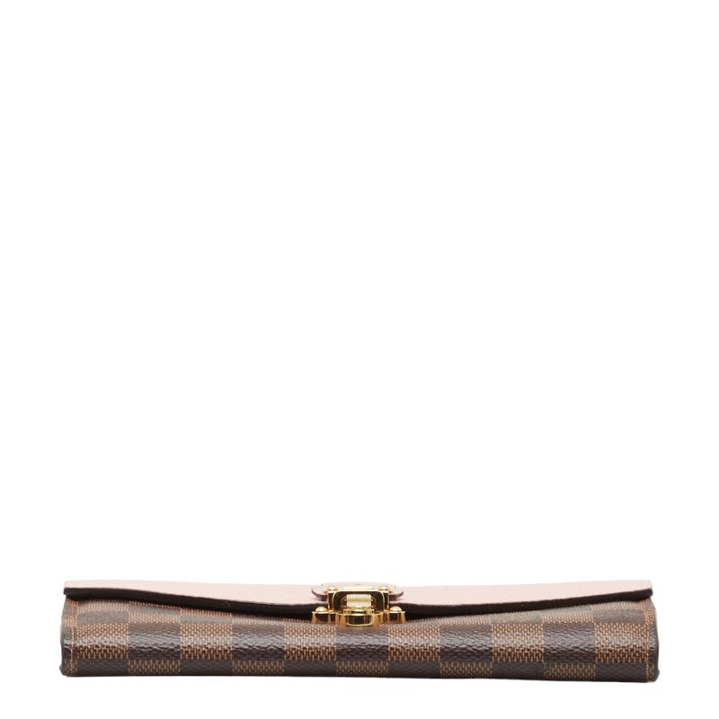 Louis Vuitton Damier Portefolio Clapton Long Wallet N64447 Magnolia Pink Brown PVC Leather LOUIS VUITTON