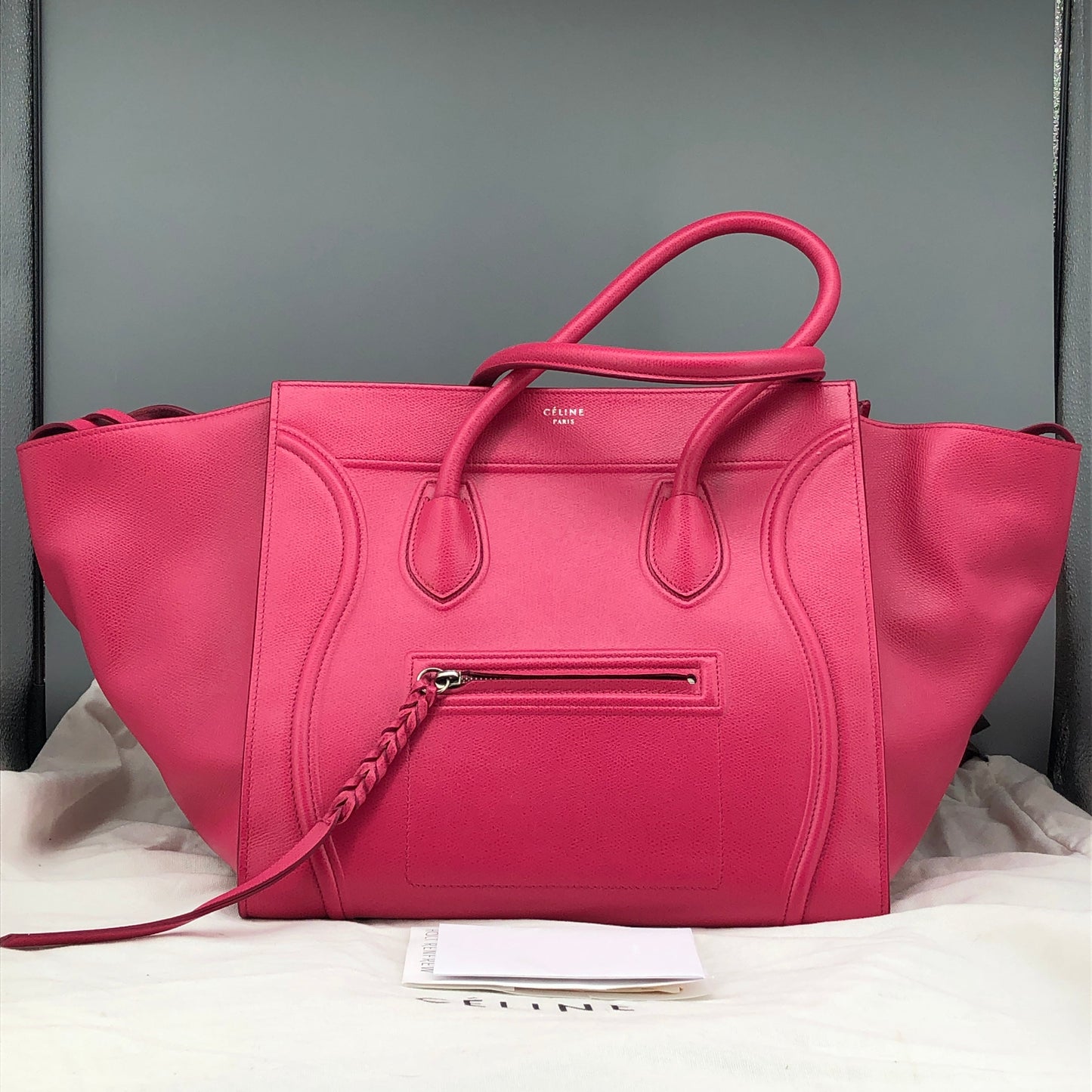 Celine Pink Calf Leather Phantom Luggage Tote Bag