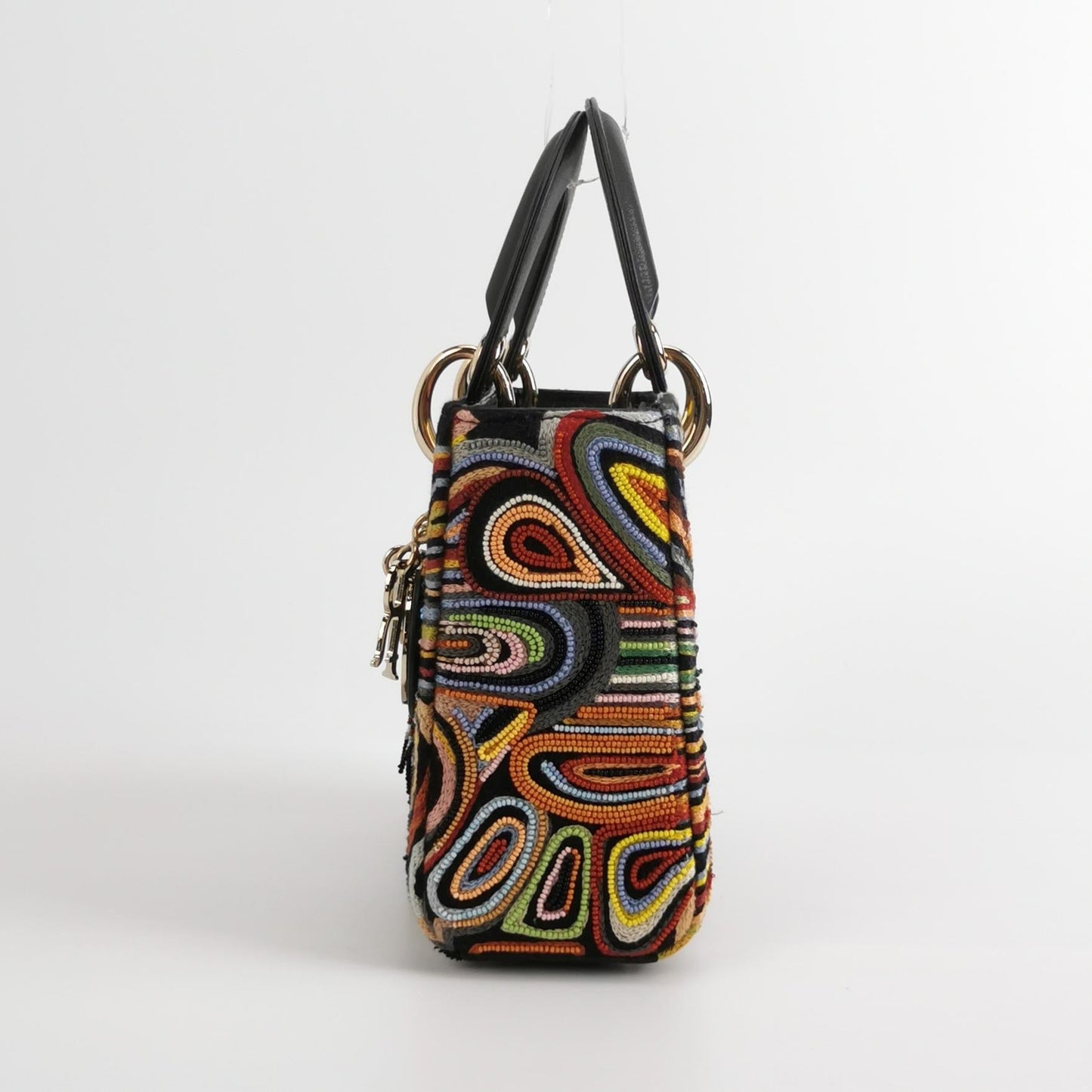 Lady Dior Mini Limited Edition Beaded Multicolor Black Leather Handbag 2018
