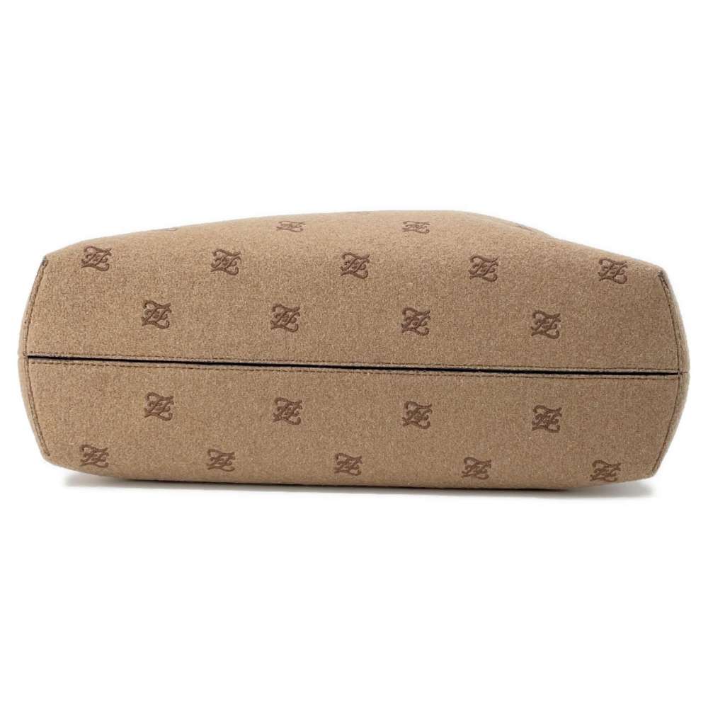 FENDI First Flannel Shoulder Bag Beige 8BP127 Wool Size Medium