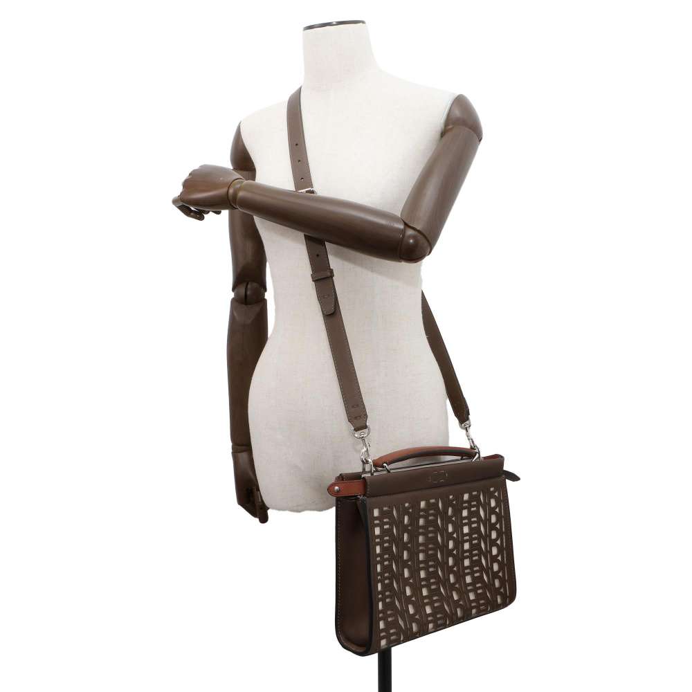 FENDI Peekaboo Fit Brown 7VA422 Leather Size Mini