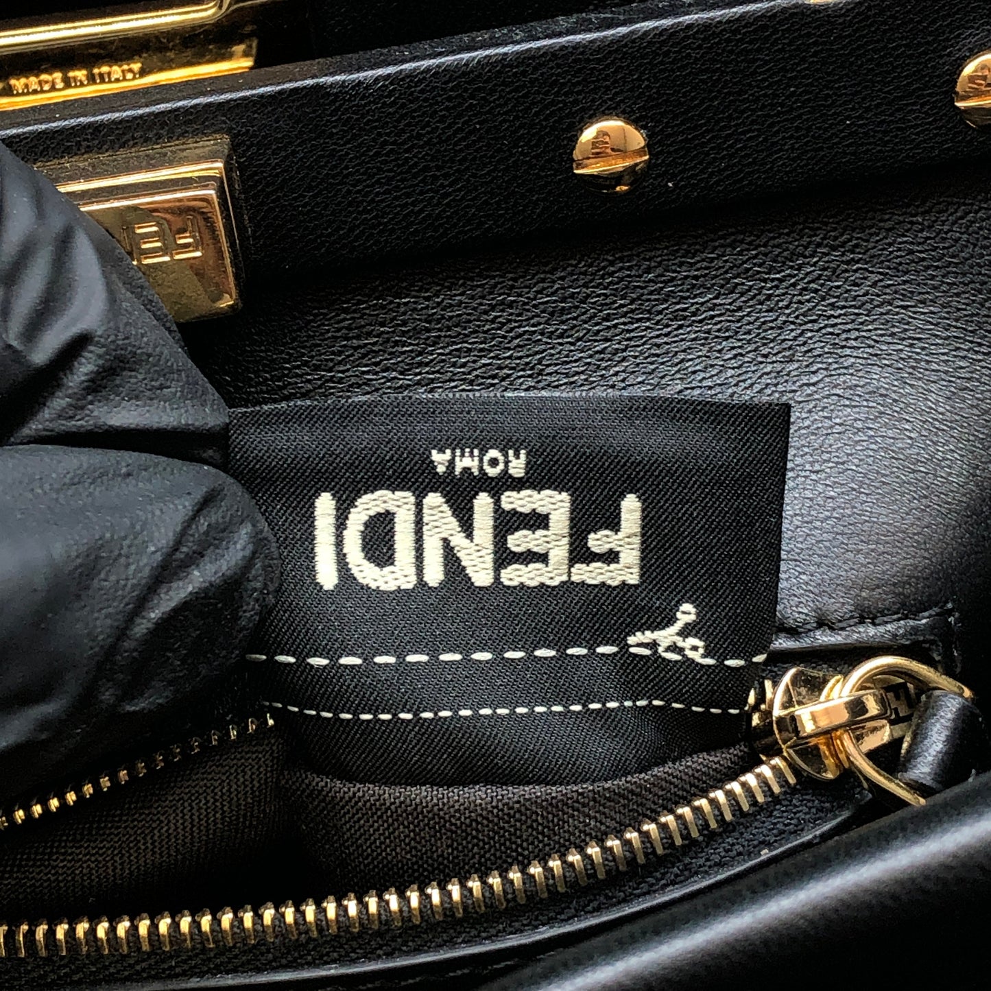 Fendi Peekaboo Mini Black Smooth Calf Leather Handbag