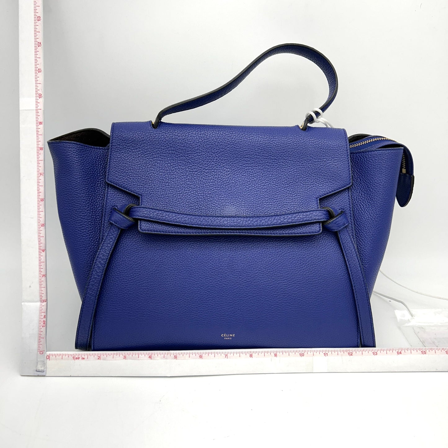 Luxury CELINE Blue Leather Mini Belt Top Handle Bag LA14931