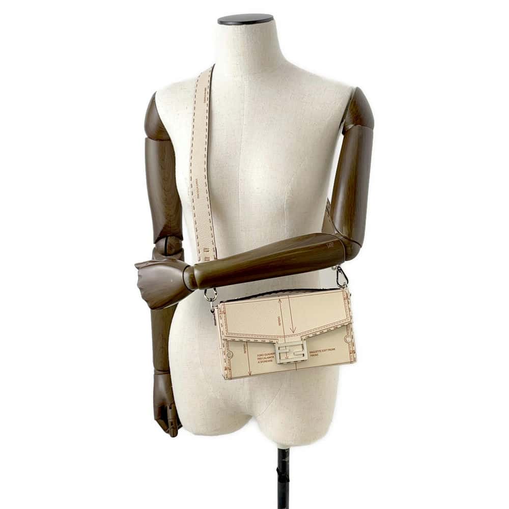 FENDI Baguette Soft Trunk FENDI Factory Pattern Beige 7VA565 Leather