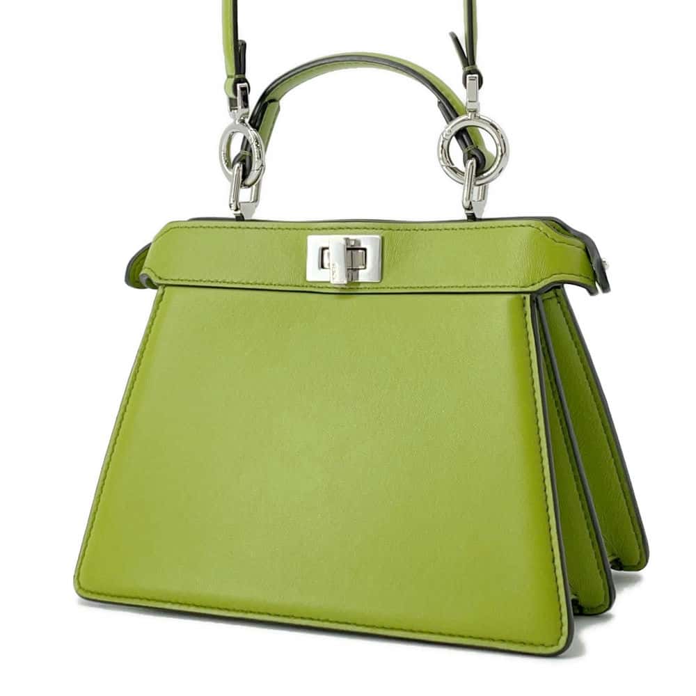 FENDI Peekaboo IseeU Green 8BN335 Leather Size Petit