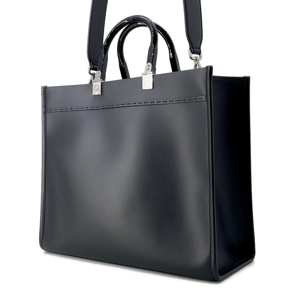 FENDI Sunshine Black 8BH386 Leather Size Medium