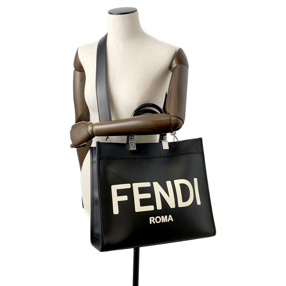 FENDI Sunshine Black 8BH386 Leather Size Medium