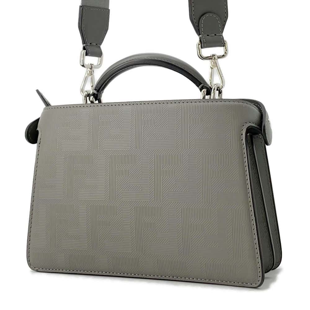 FENDI Peekaboo I.C.U. X-Cross 2WAY Shoulder Bag Gray 7VA582 Leather Size Small