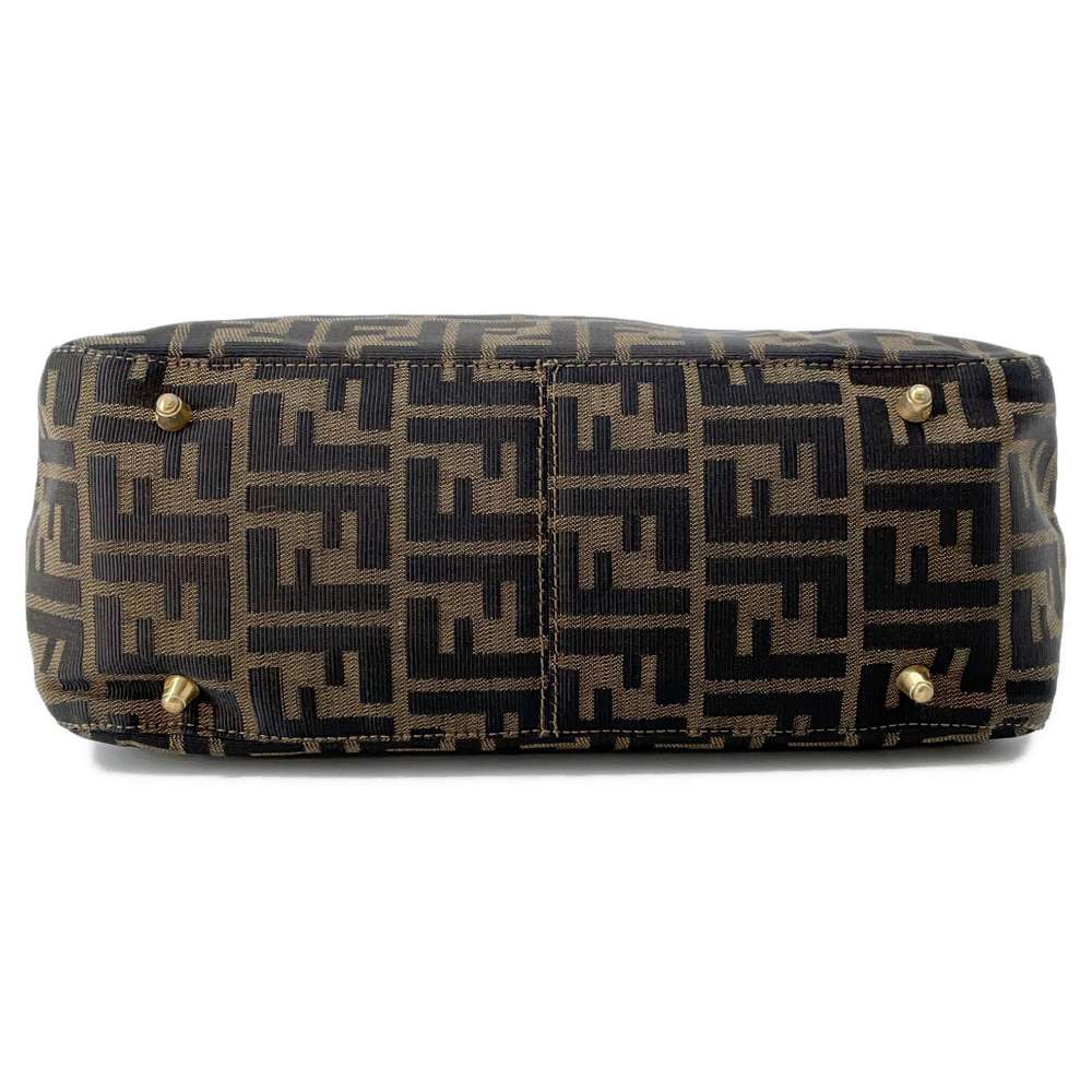 FENDI Zucca Tote Bag Khaki/Brown Canvas Leather