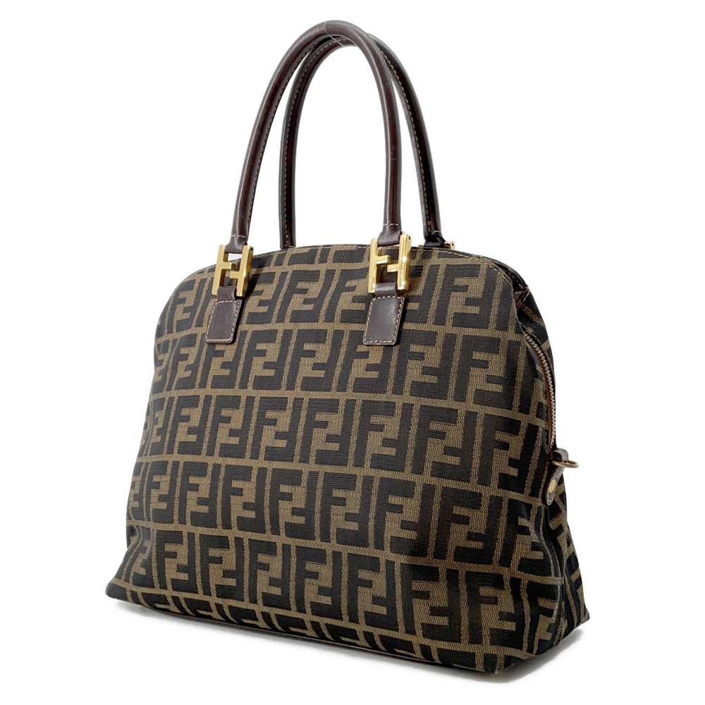 FENDI Zucca Tote Bag Khaki/Brown Canvas Leather