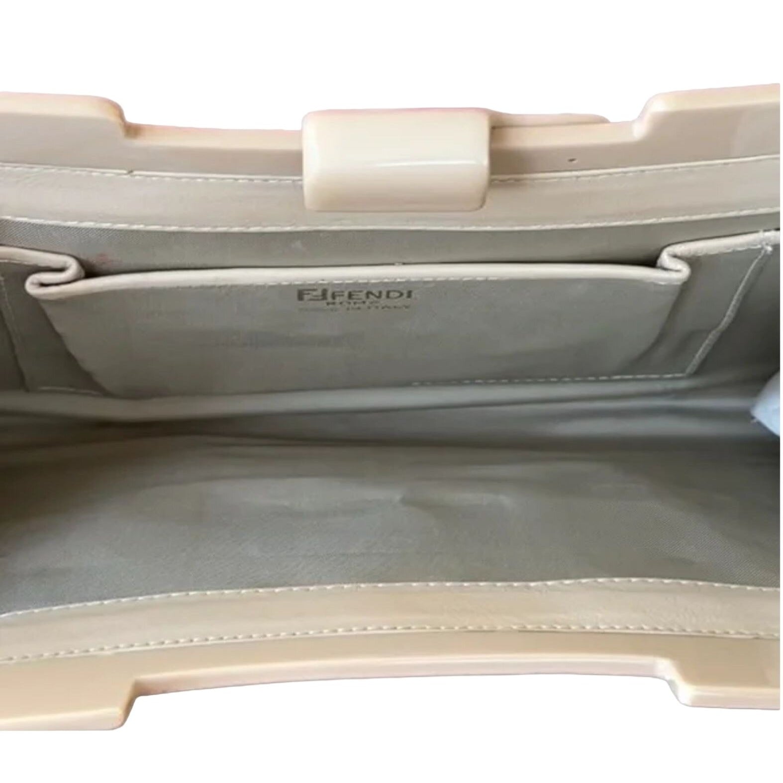 One of a kind, , Fendi ivory Two-way clutch style purse made of Lucite tiles and ivory leather