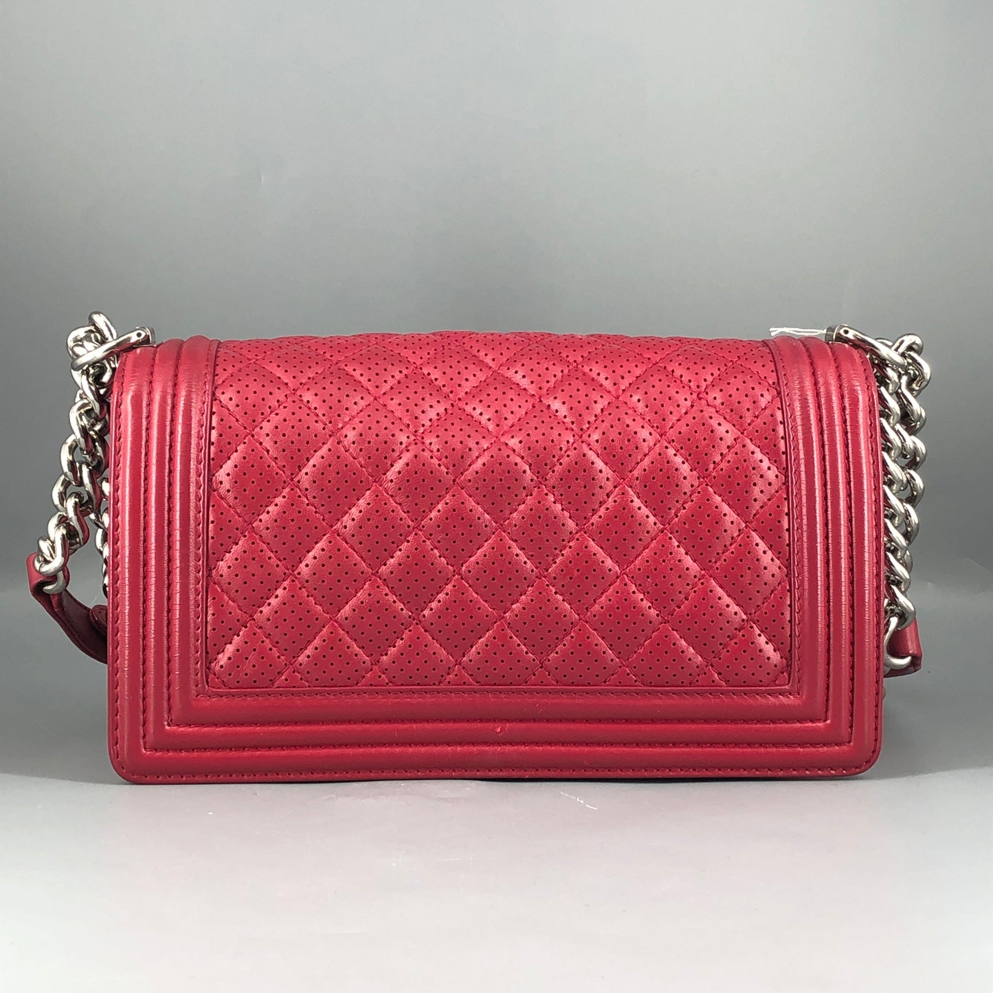 Chanel Boy Perforated Lambskin Quilted Shoulder Bag Hot Pink