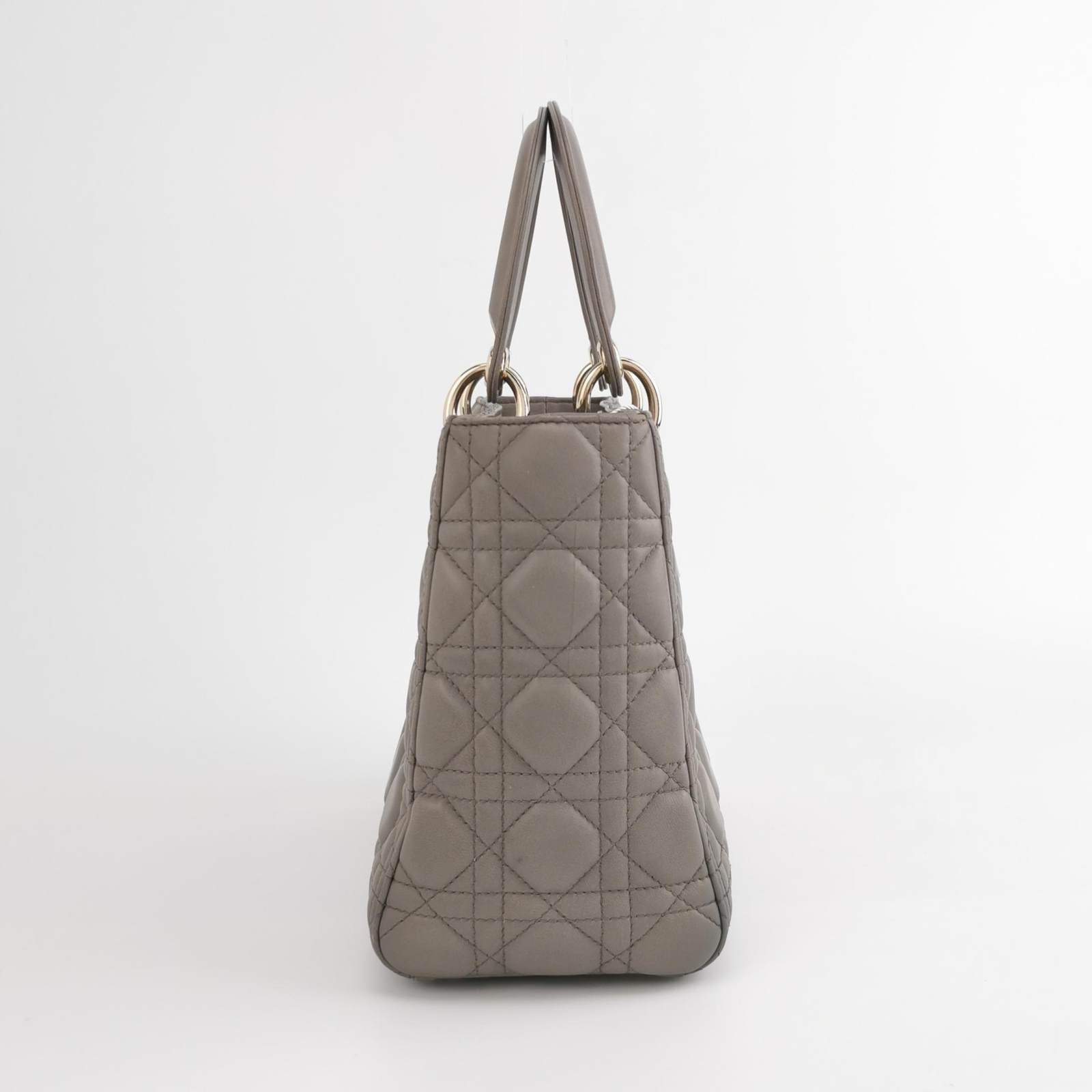 Lady Dior Grey Medium Lambskin Cannage Leather Handbag ABC Strap
